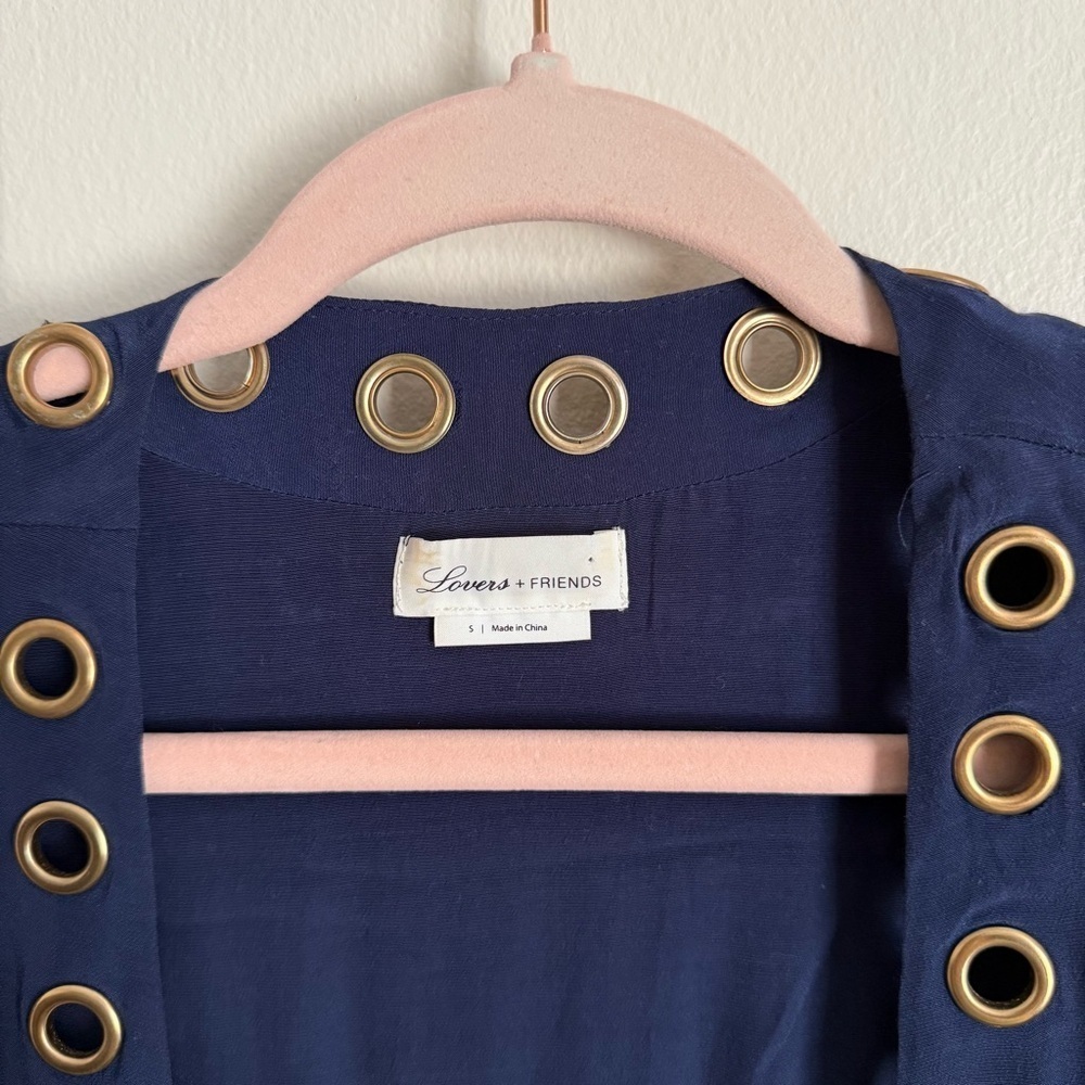 Lovers + Friends Crush Dress Long Sleeve Navy Wrap Dress Mini - Picture 7 of 8